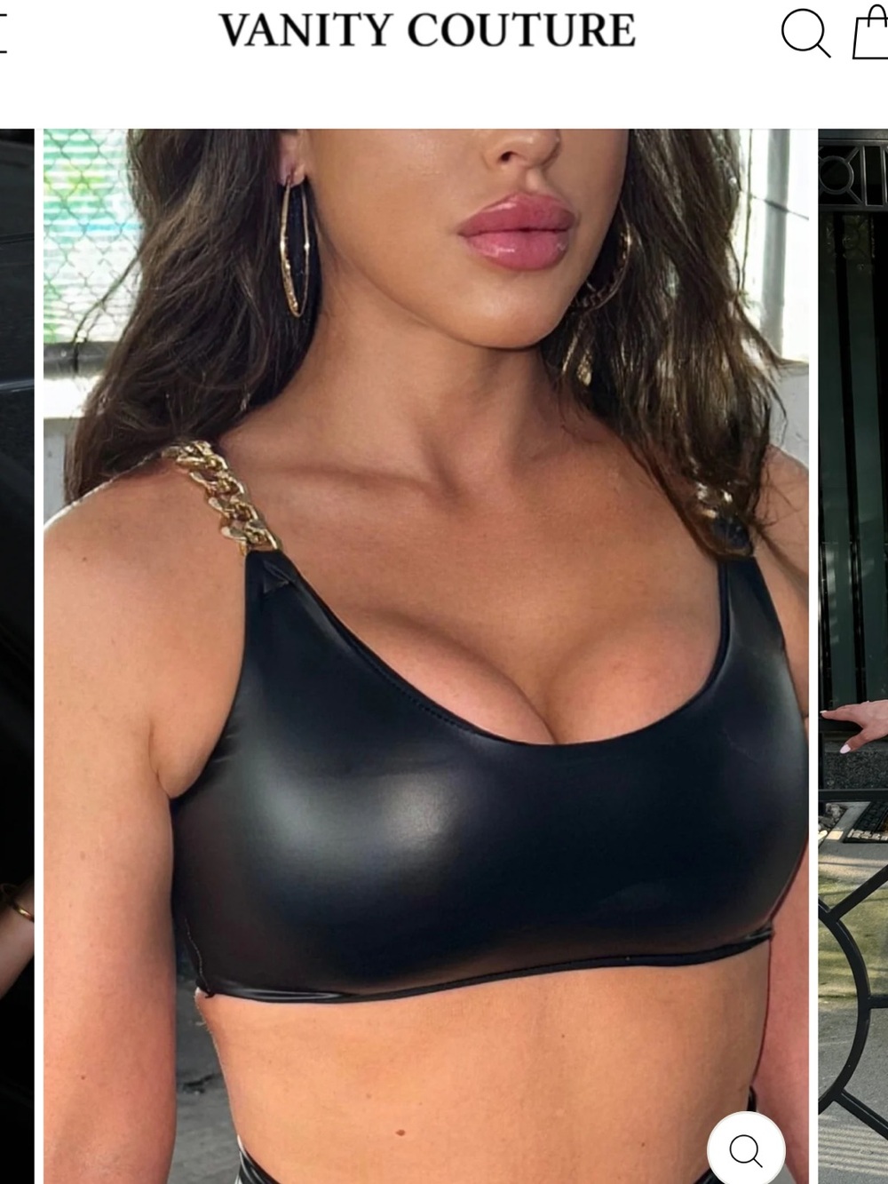 Faux Leather Black Mini Skirt with Gold Chain Detail